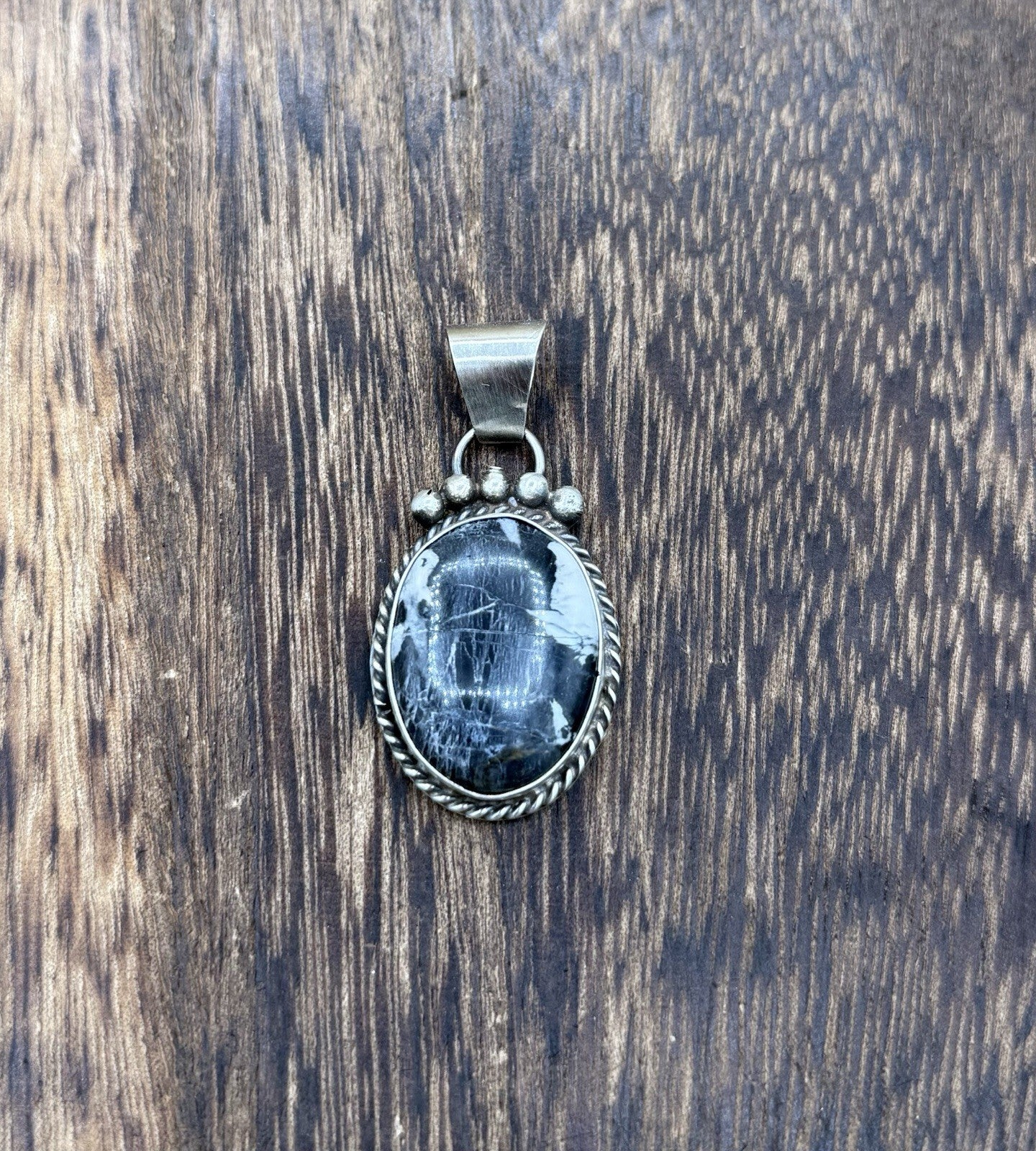 Native American Navajo Handmade Sterling Silver White Buffalo Pendant Old Look