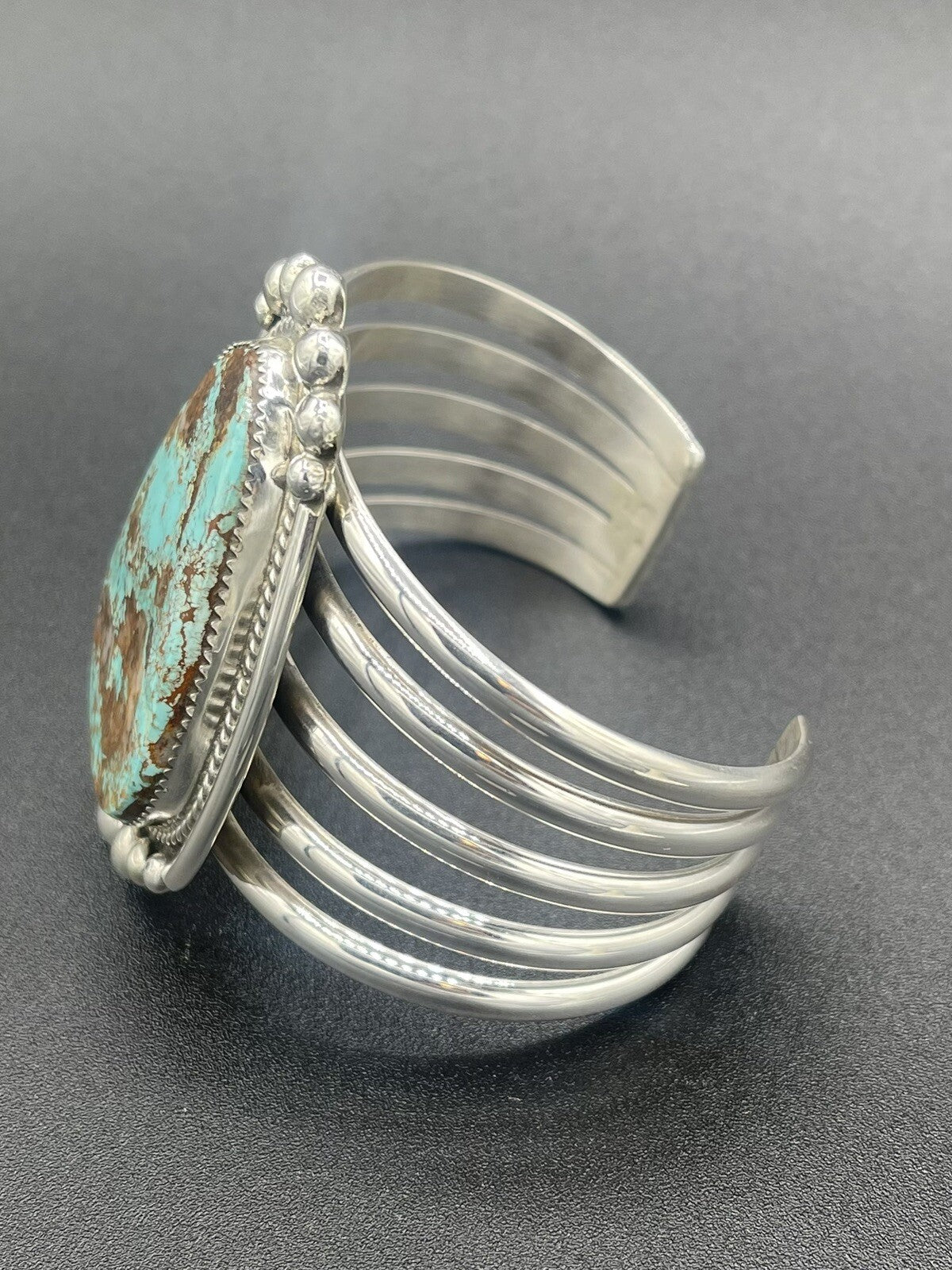 Native American Sterling Silver Navajo Handmade Natural Turquoise Cuff Bracelet