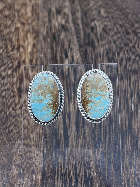 Navajo Handmade Sterling Silver Sonoran Turquoise Post Stud Earrings Byron Begay