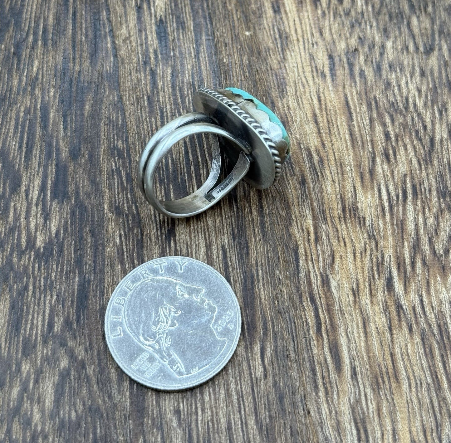 Native American Navajo Handmade Sterling Silver Royston Turquoise Ring Size 7