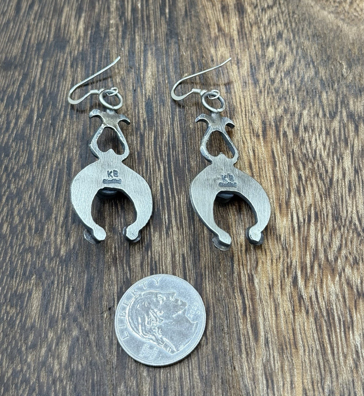 Navajo Handmade Sterling Silver Old Look Kingman Turquoise Earrings Kevin Billah