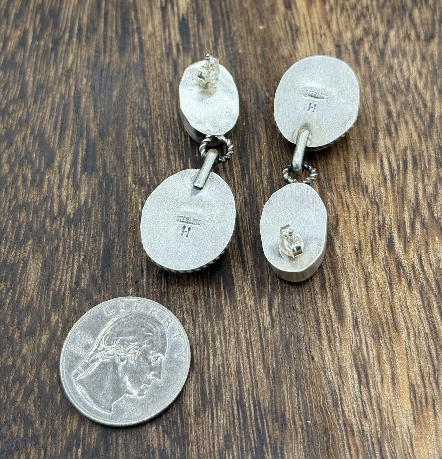 Navajo Handmade Sterling Silver Mixed Spiny Oyster Shell Post Dangle Earrings