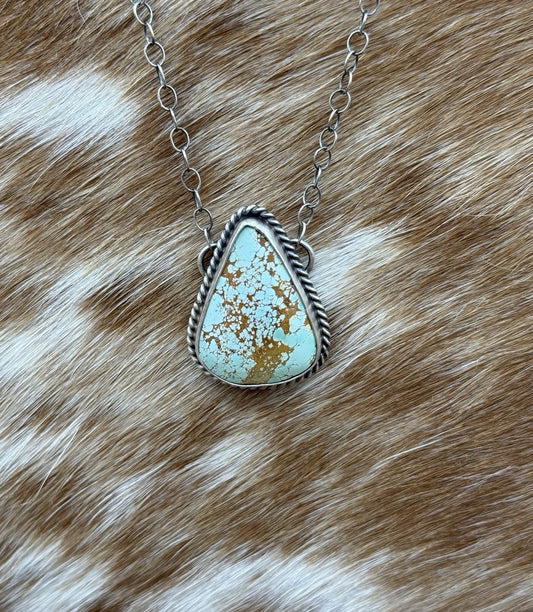 Native Navajo Handmade Sterling Silver Royston Turquoise Bar Necklace 18”