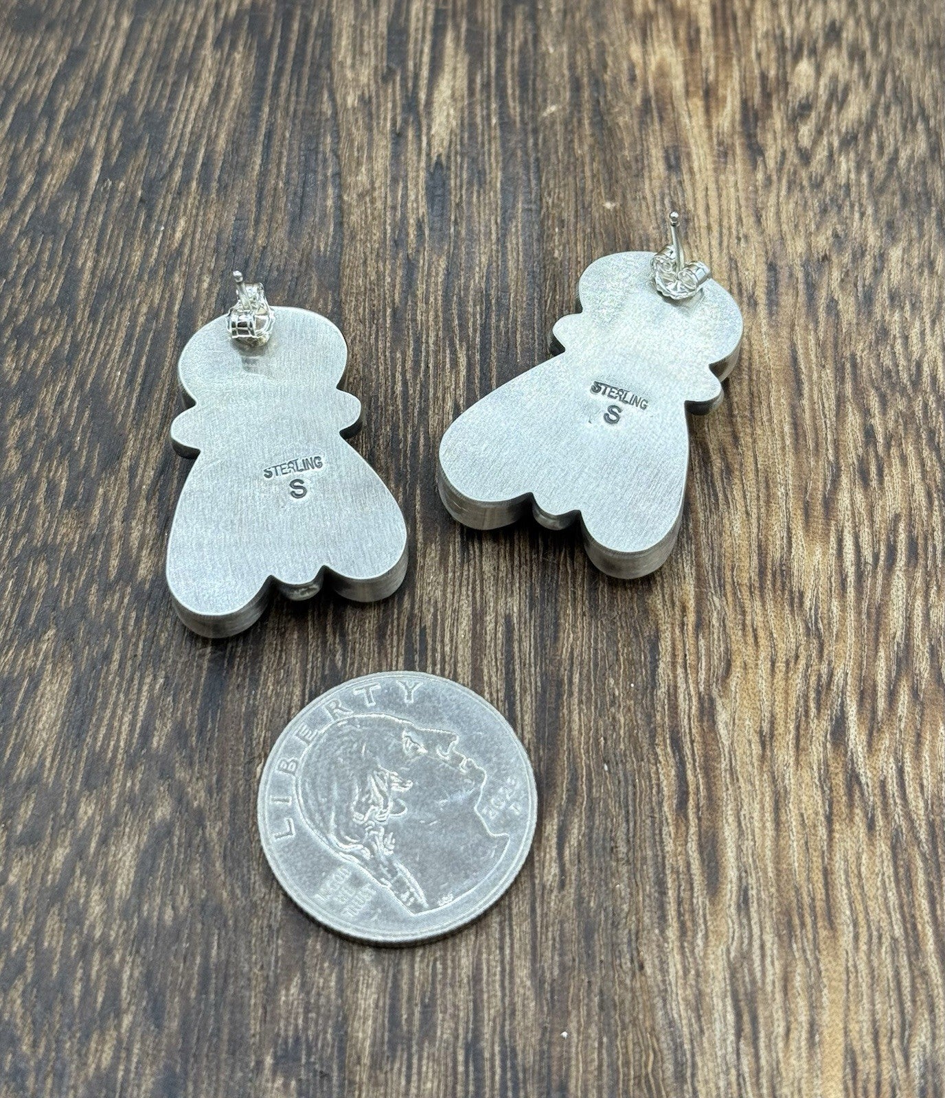 Navajo Handmade Sterling Silver Sonoran Gold Turquoise Post Cluster Earrings