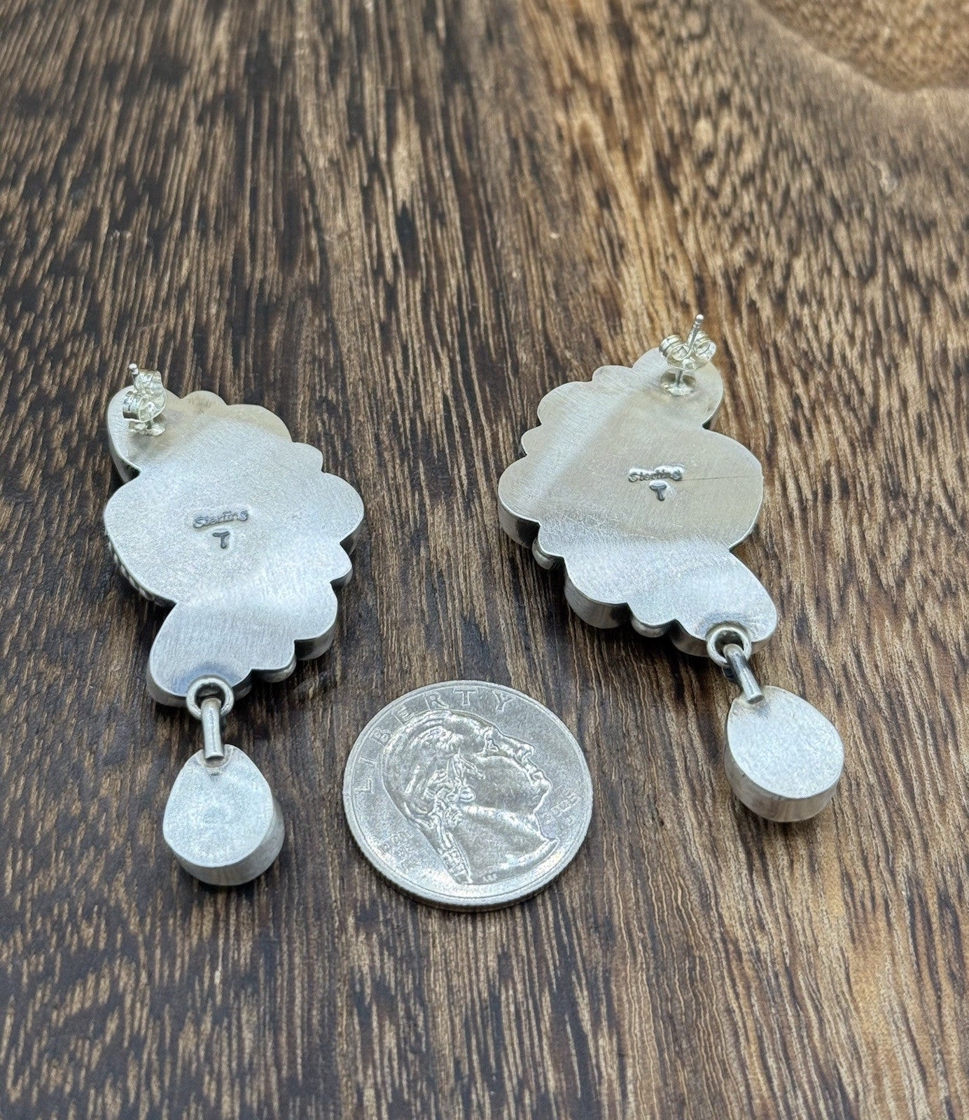 Navajo Handmade Sterling Silver Golden Hills Turquoise Half Cluster Earrings
