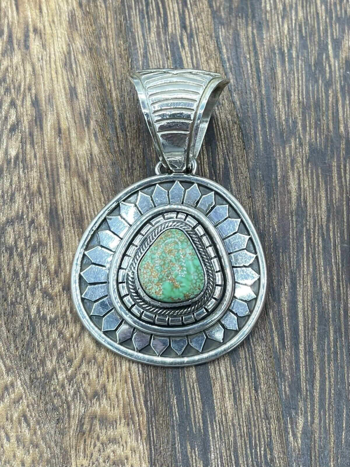 Native American Sterling Silver Navajo High Grade Carico Lake Turquoise Pendant