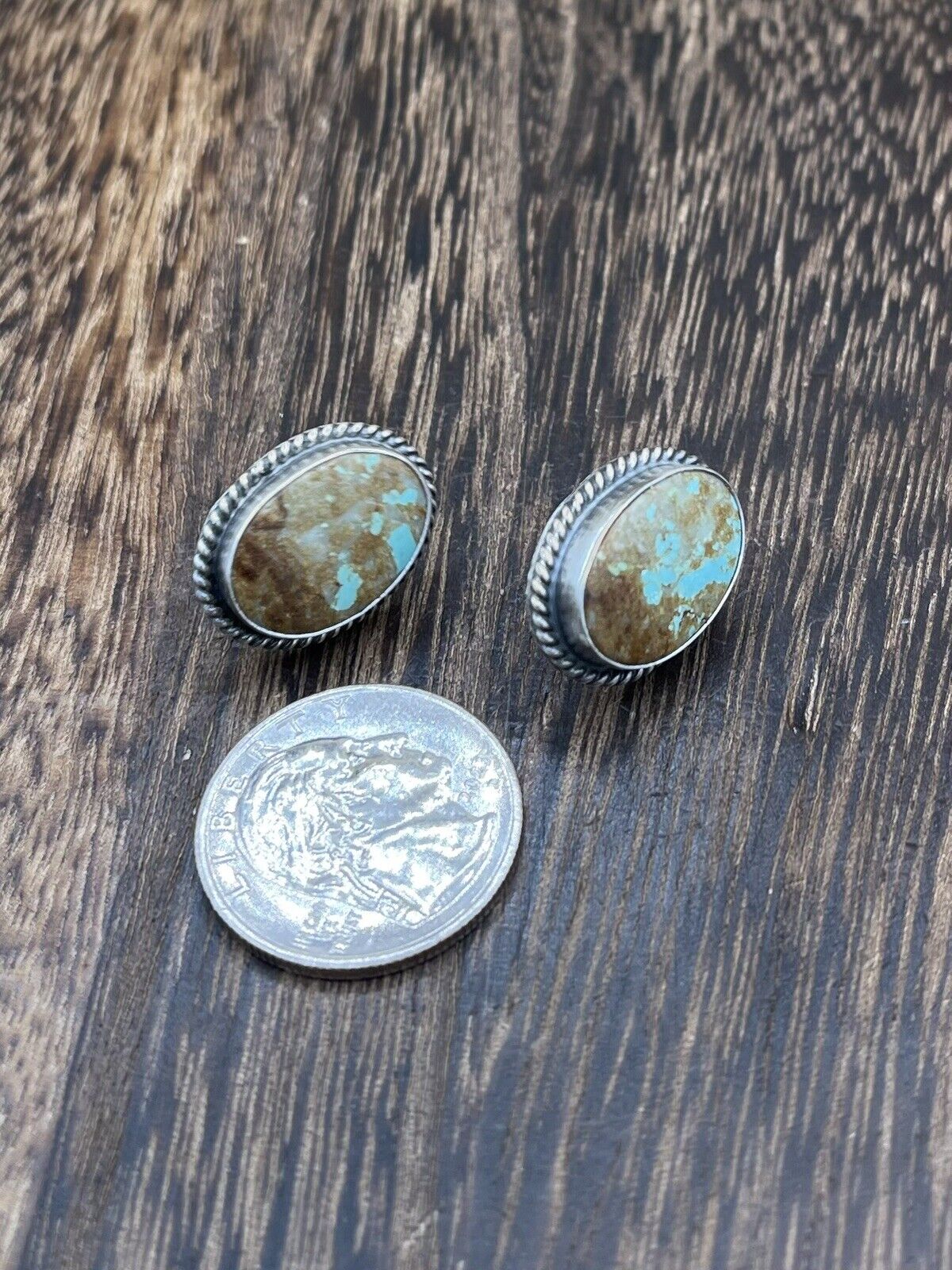 Navajo Handmade Sterling Silver Sonoran Turquoise Post Stud Earrings Byron Begay