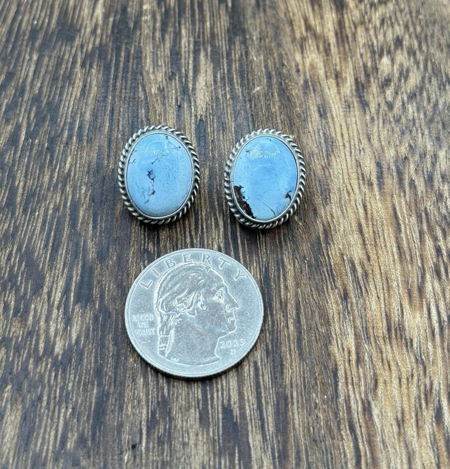 Native Navajo Handmade Sterling Silver Golden Hills Turquoise Post Stud Earrings