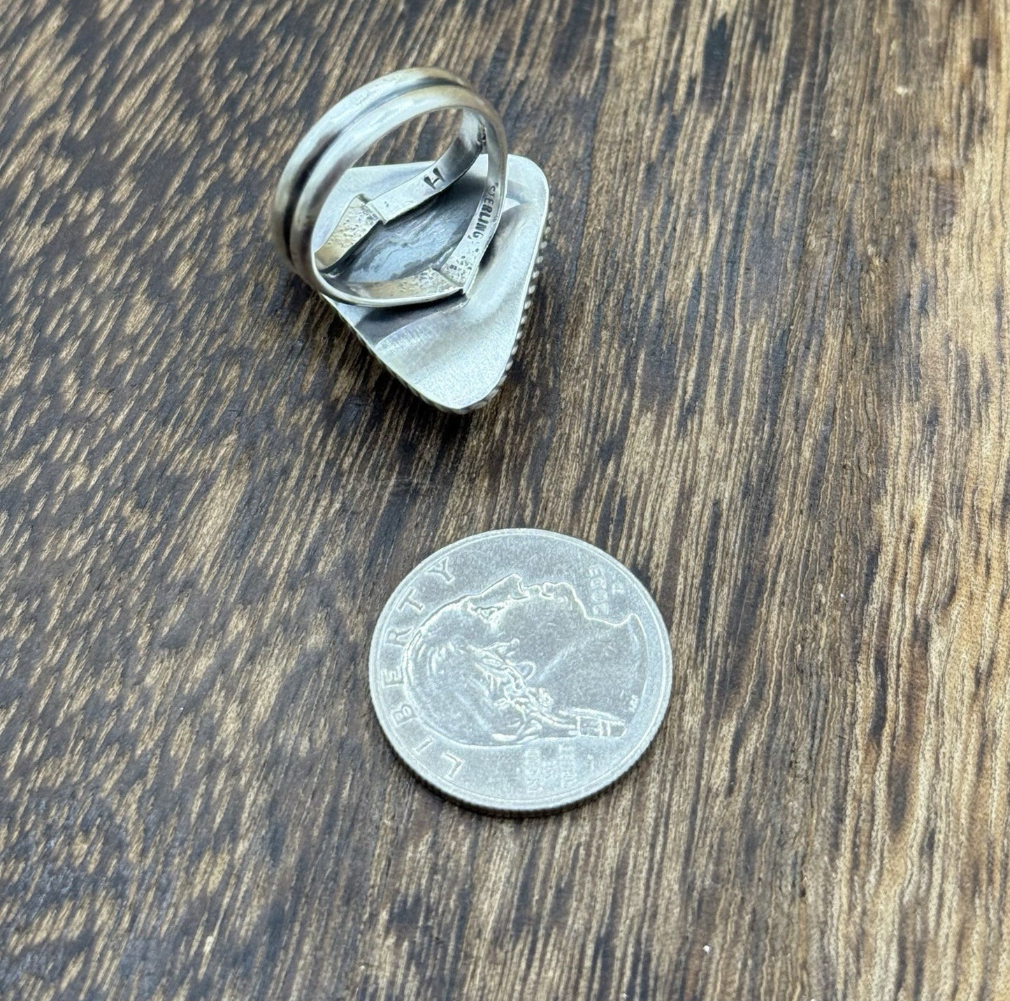 Native American Navajo Handmade Sterling Silver Royston Turquoise Ring Size 8