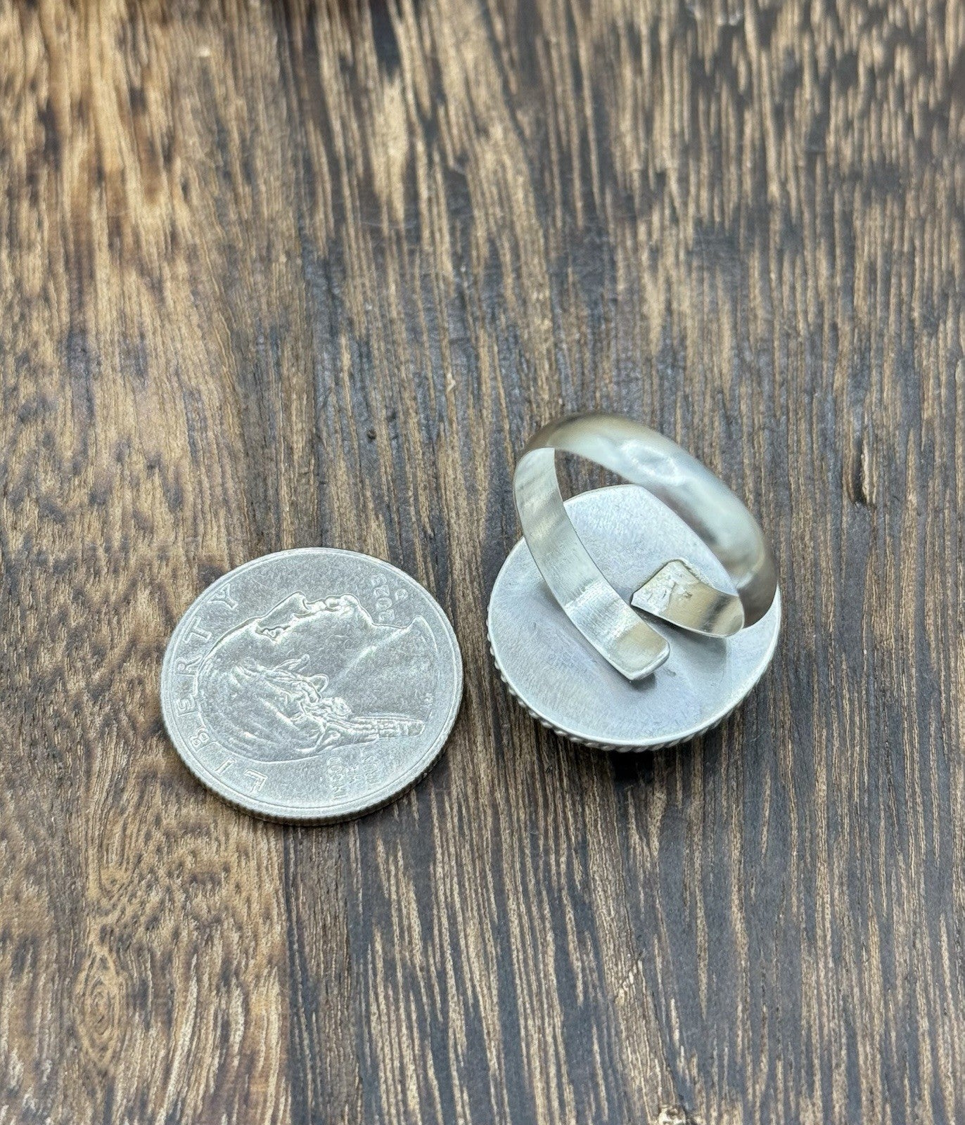 Navajo Handmade Sterling Silver Blue Glacier Turquoise Adjustable Ring Sz 7 - 10