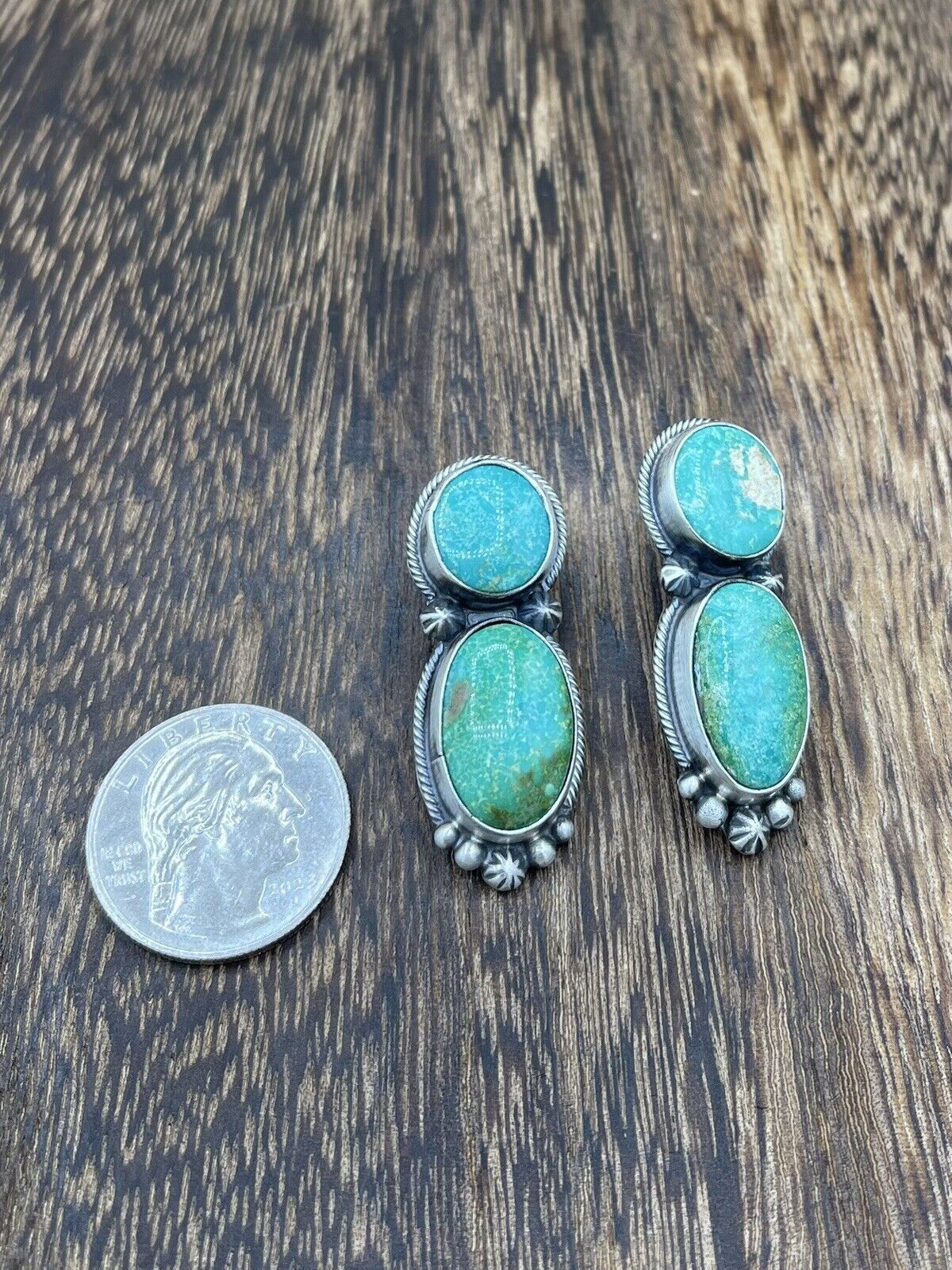 Native American Navajo Handmade Silver Sonoran Bella Turquoise Post Earrings