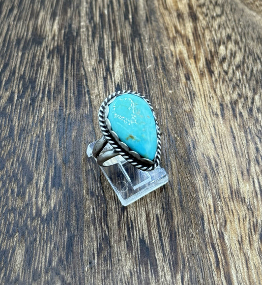 Native American Navajo Handmade Sterling Silver Royston Turquoise Ring Size 9