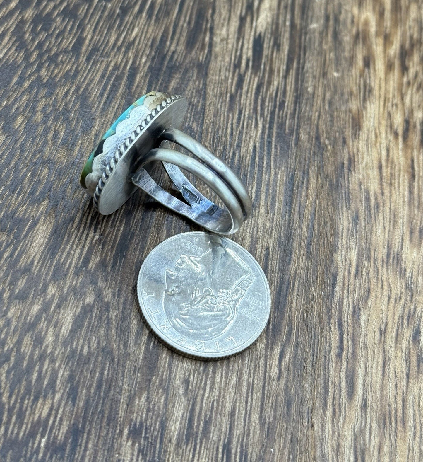 Native American Navajo Handmade Sterling Silver Royston Turquoise Ring Size 9