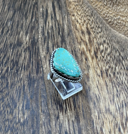 Native American Navajo Handmade Sterling Silver Royston Turquoise Ring Size 8