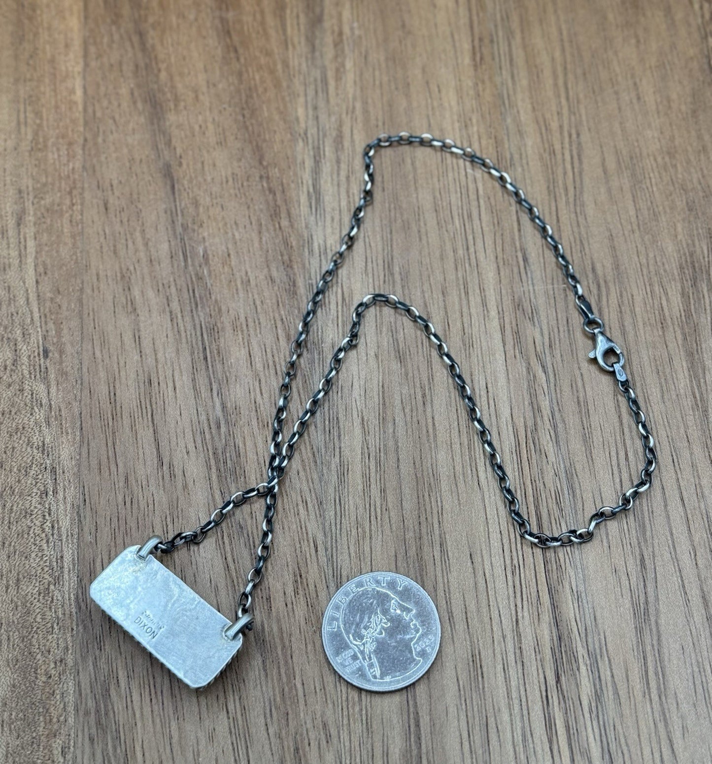 Navajo Handmade Sterling Silver #8 Turquoise Bar Necklace 18” by Judith Dixon