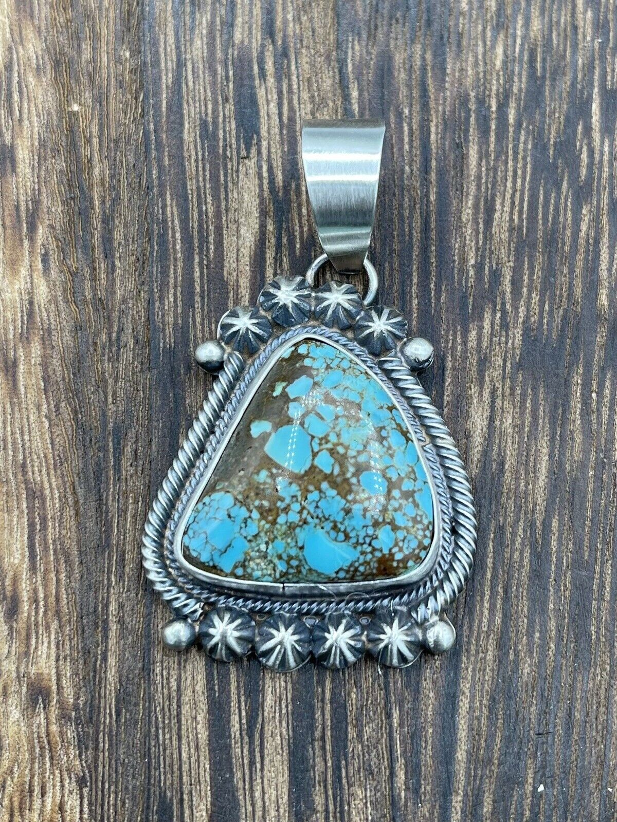 Native American Sterling Silver Navajo Handmade Turquoise Pendant - Betta Lee