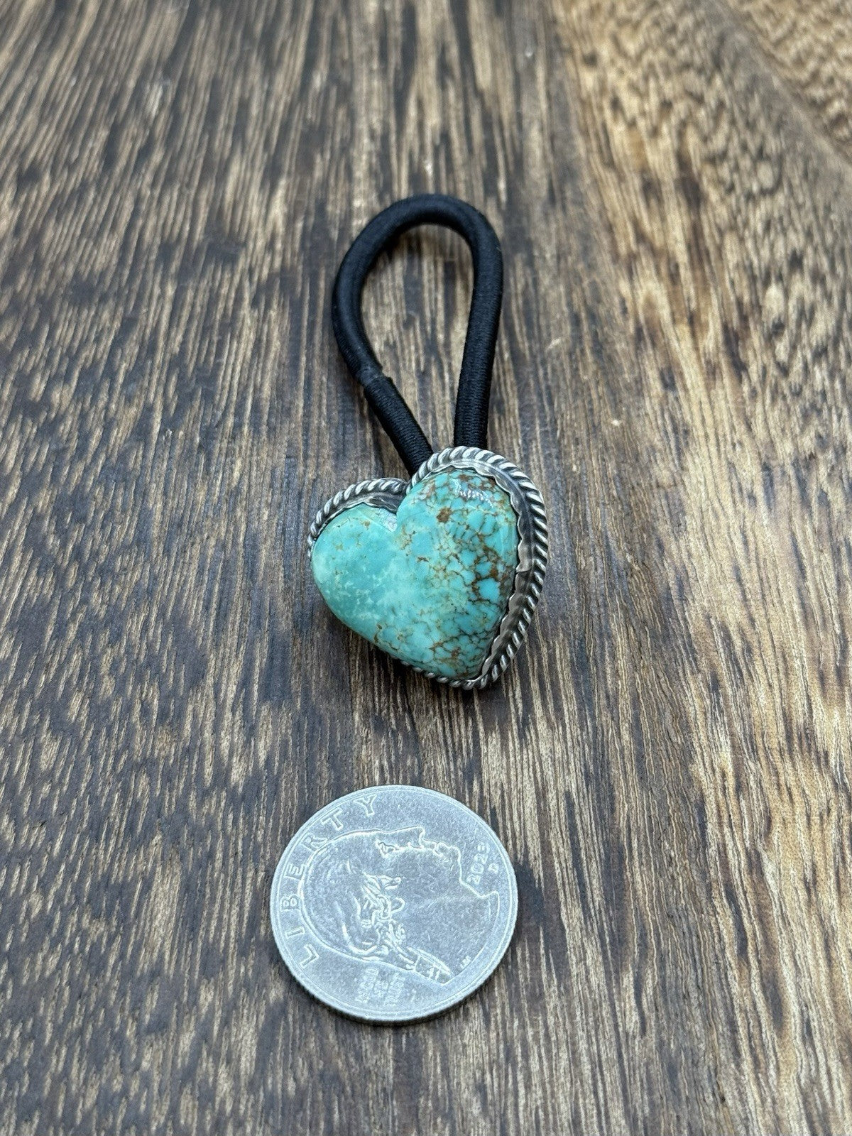 Native American Navajo Handmade Sterling Silver Kingman Turquoise Hair Tie
