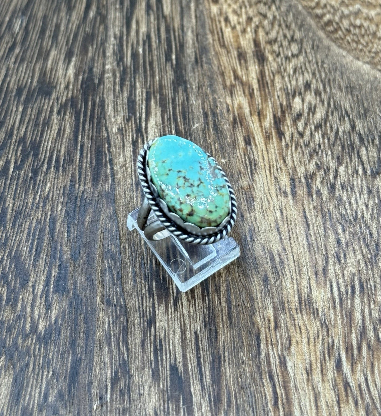 Native American Navajo Handmade Sterling Silver Royston Turquoise Ring Size 8