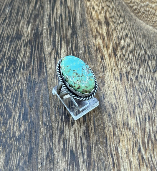 Native American Navajo Handmade Sterling Silver Royston Turquoise Ring Size 8