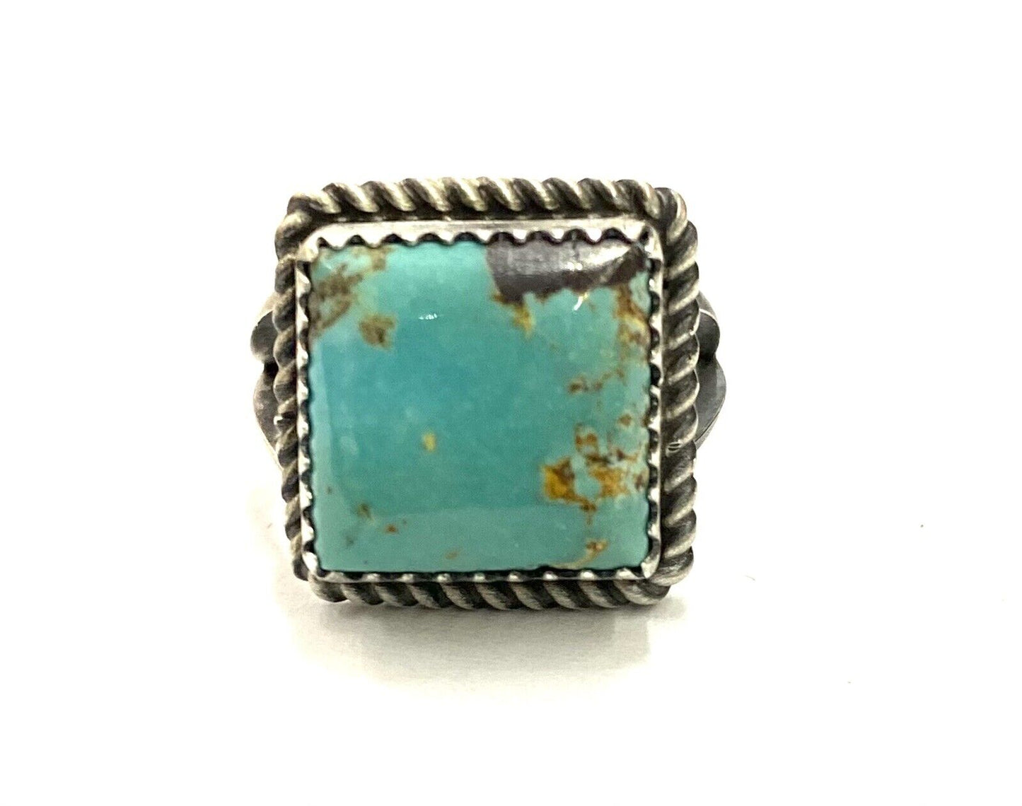 Native American Sterling Silver Navajo Handmade Natural Turquoise Ring Size 5