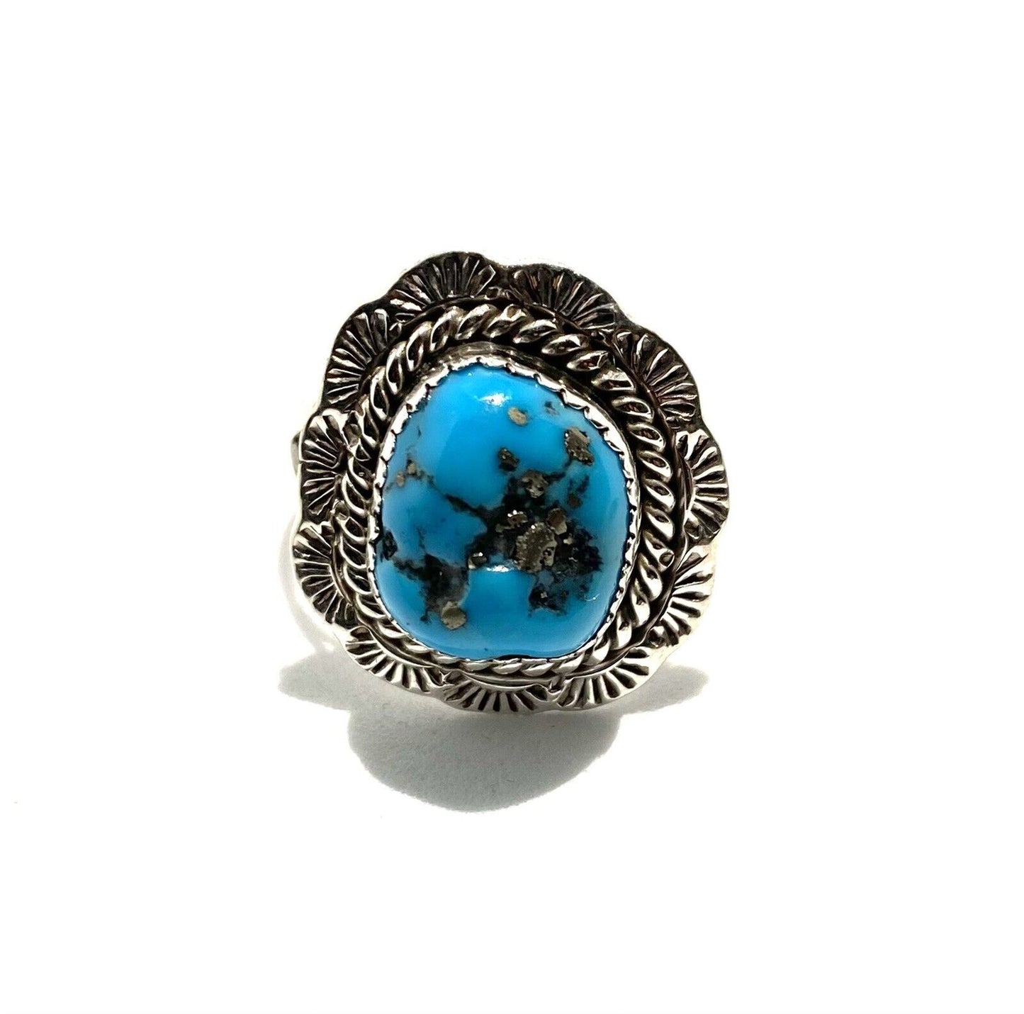 Native American Sterling Navajo Handmade Natural Turquoise Ring Size 9