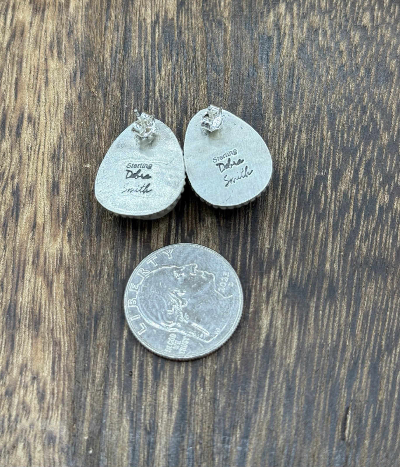 Navajo Handmade Sterling Silver Sonoran Gold Turquoise Post Stud Earrings