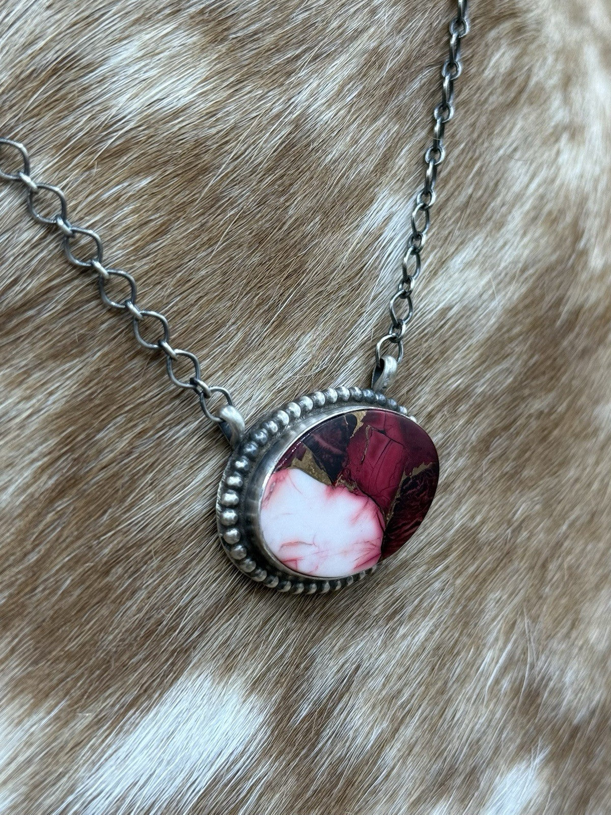 Native American Navajo Handmade Sterling Silver Dahlia Rose Bar Necklace 18”
