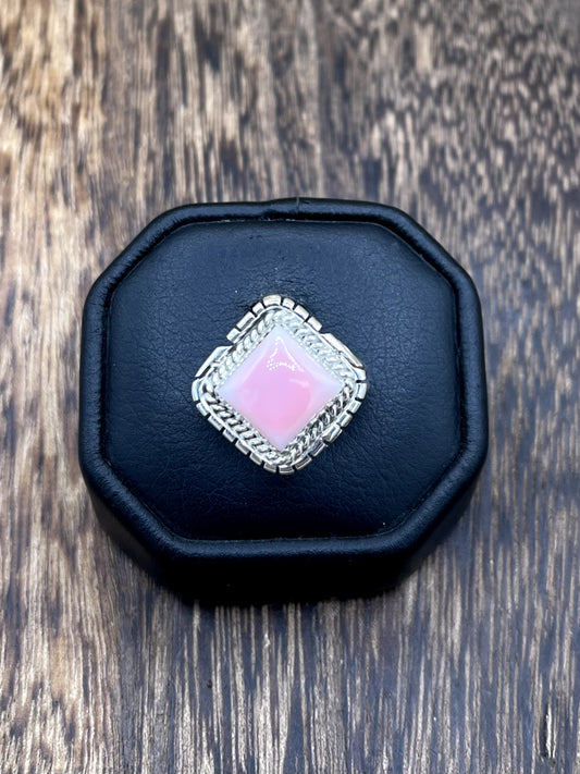 Navajo Handmade Sterling Silver Pink Conch Shell Band Rings By Peggy Skeets