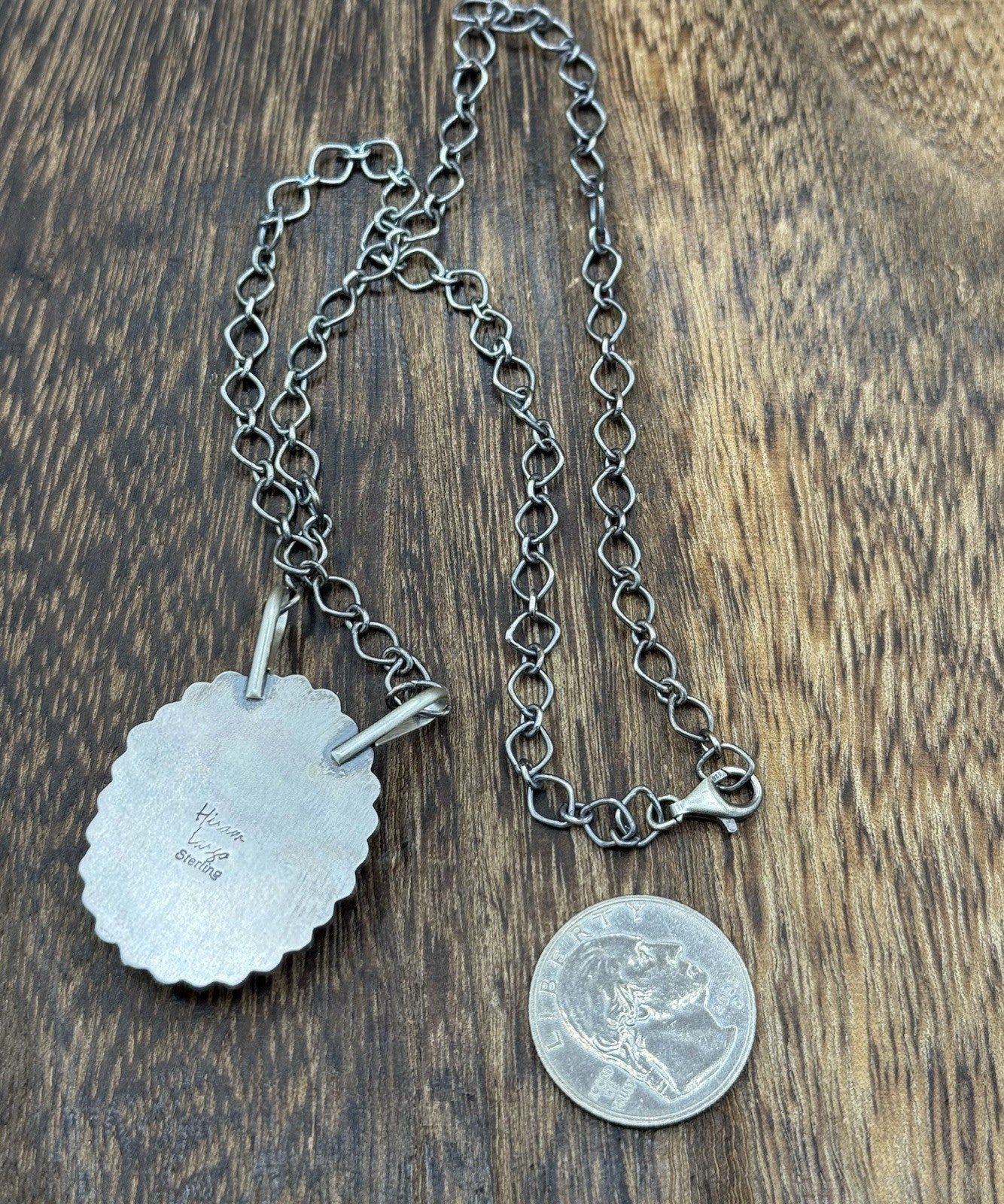 Native Navajo Handmade Sterling Silver Sonoran Gold Turquoise Necklace 18” Large