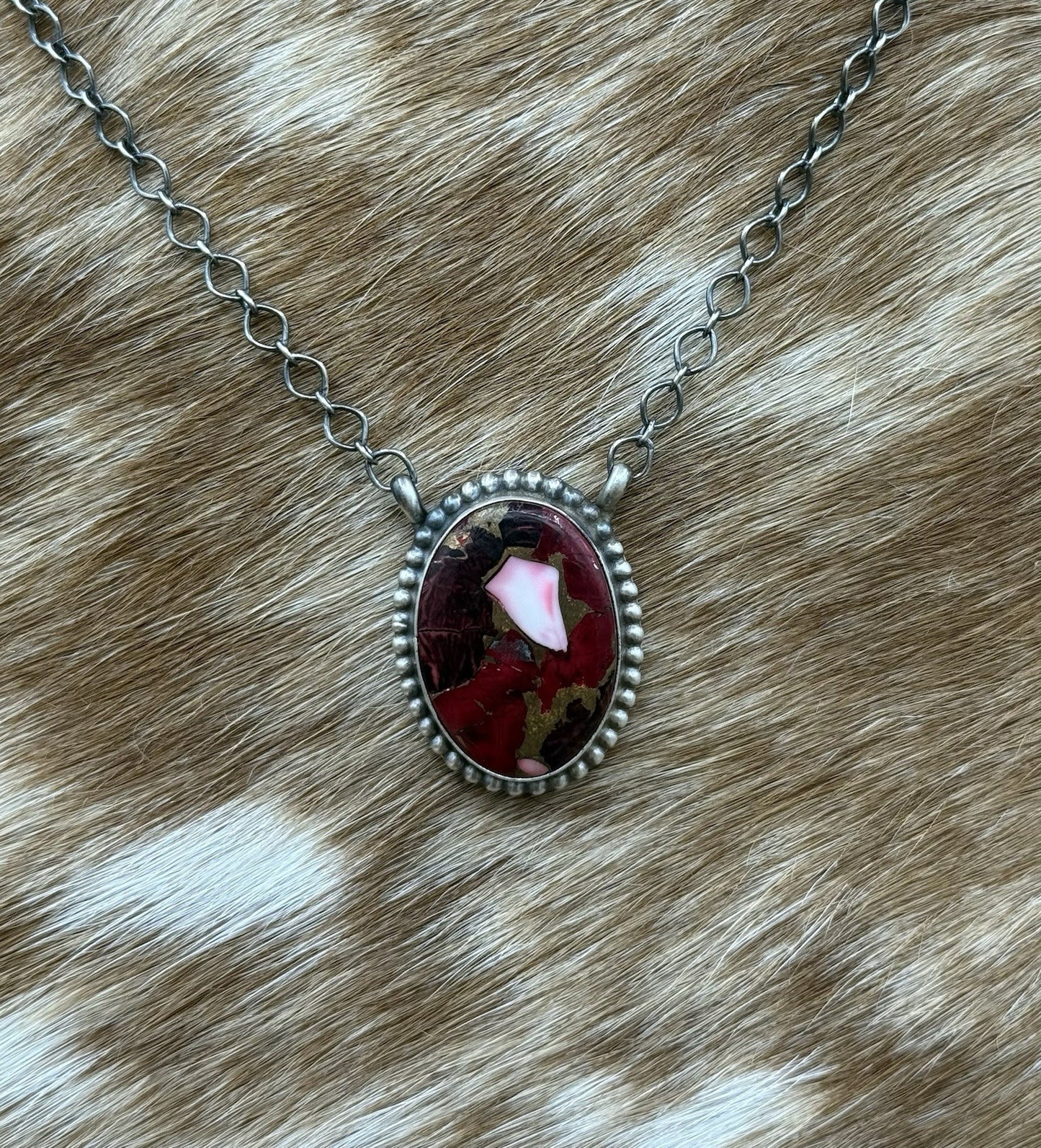 Native American Navajo Handmade Sterling Silver Dahlia Rose Bar Necklace 18”