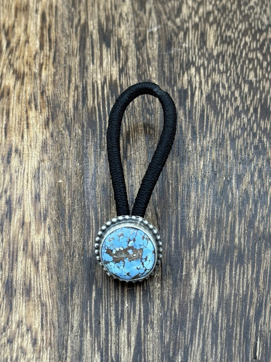 Native American Navajo Handmade Sterling Silver Golden Hills Turquoise Hair Tie
