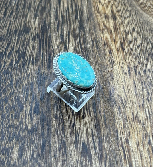 Native American Navajo Handmade Sterling Silver Royston Turquoise Ring Size 7