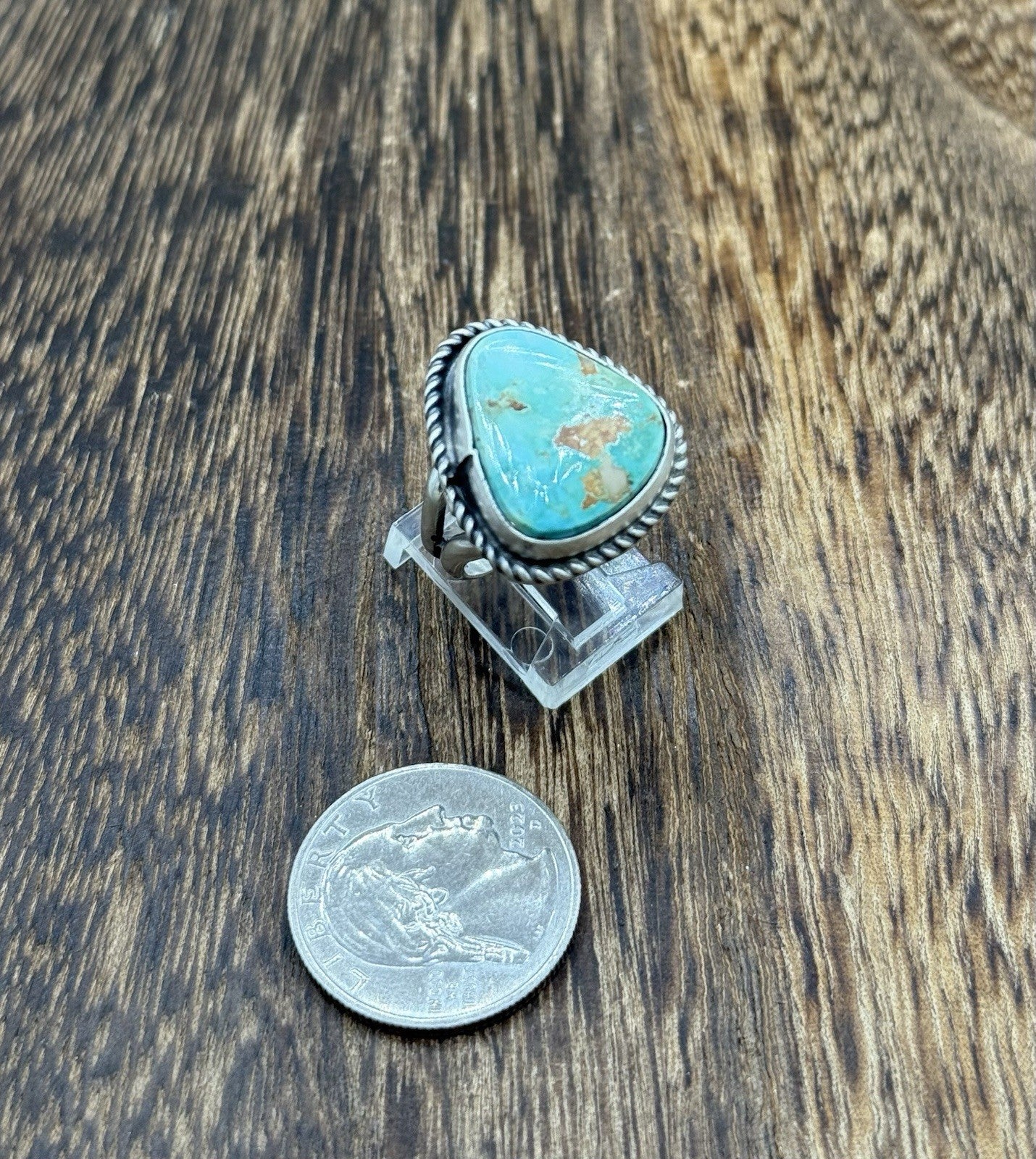 Native American Navajo Handmade Sterling Silver Royston Turquoise Ring Size 7