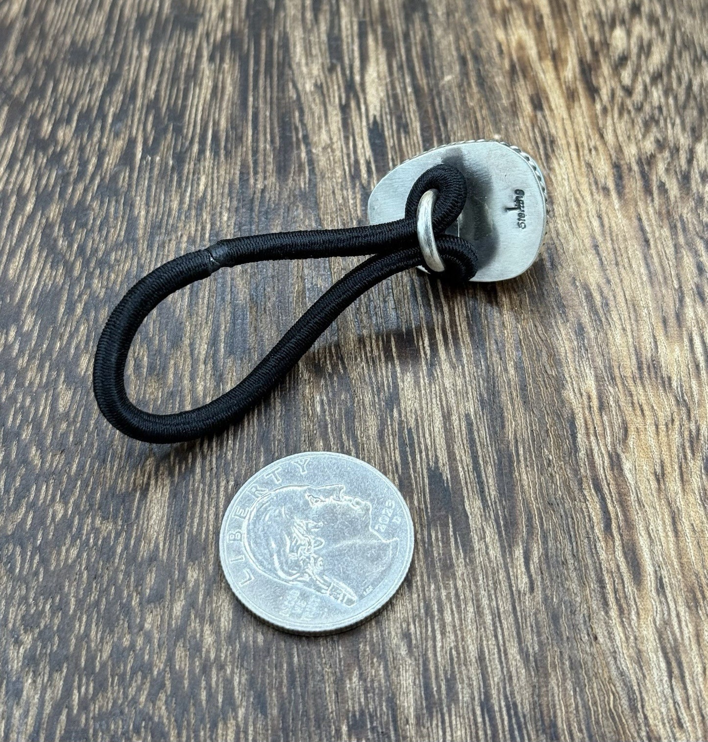 Native American Navajo Handmade Sterling Silver Royston Turquoise Hair Tie