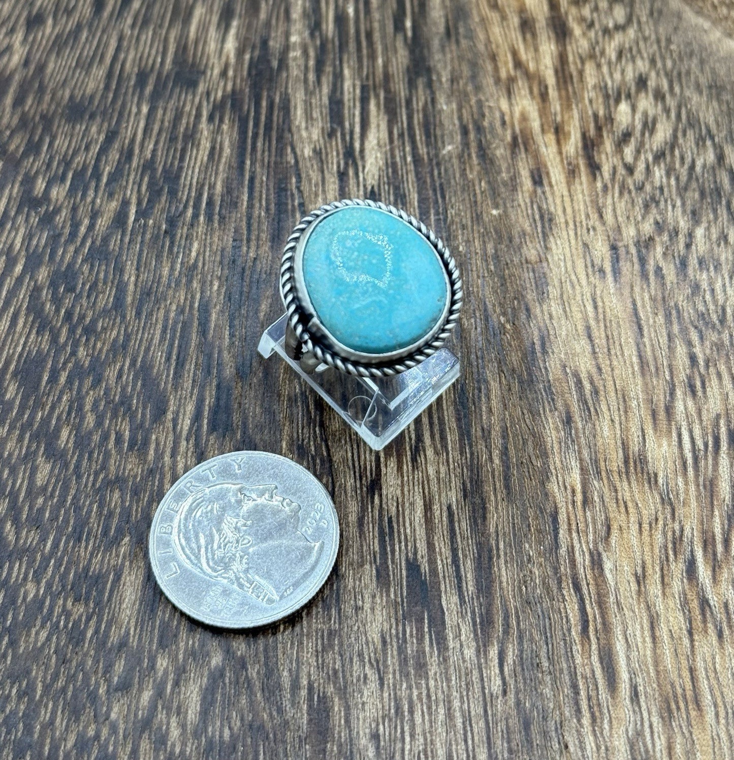 Native American Navajo Handmade Sterling Silver Royston Turquoise Ring Size 8