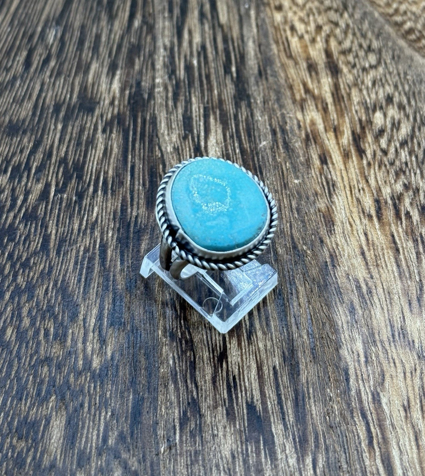 Native American Navajo Handmade Sterling Silver Royston Turquoise Ring Size 8