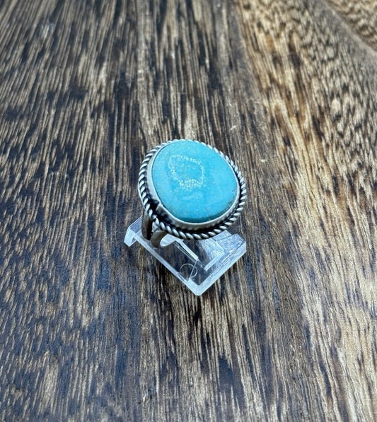 Native American Navajo Handmade Sterling Silver Royston Turquoise Ring Size 8
