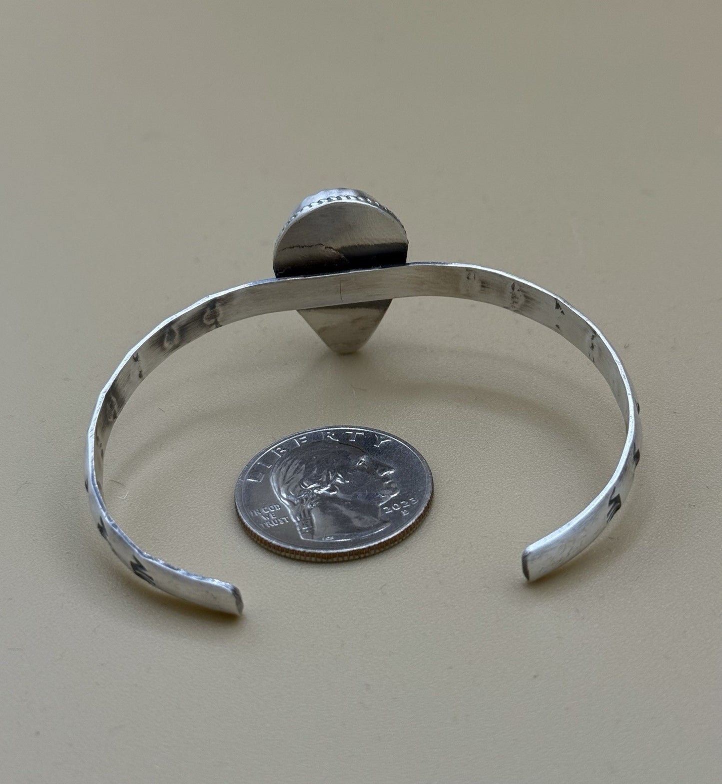 Navajo Handmade Sterling Silver Violet Rose Dahlia Stamped Stacker Cuff Bracelet