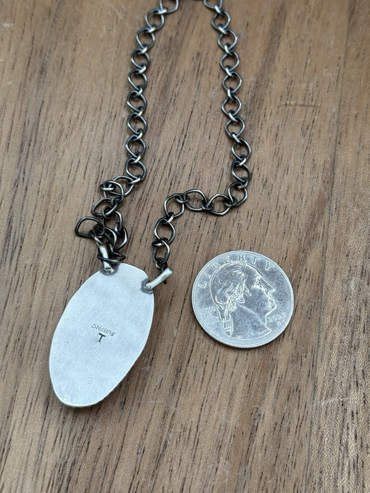 Navajo Handmade Sterling Silver Violet Rose Bar Necklace 18” By Tricia Smith