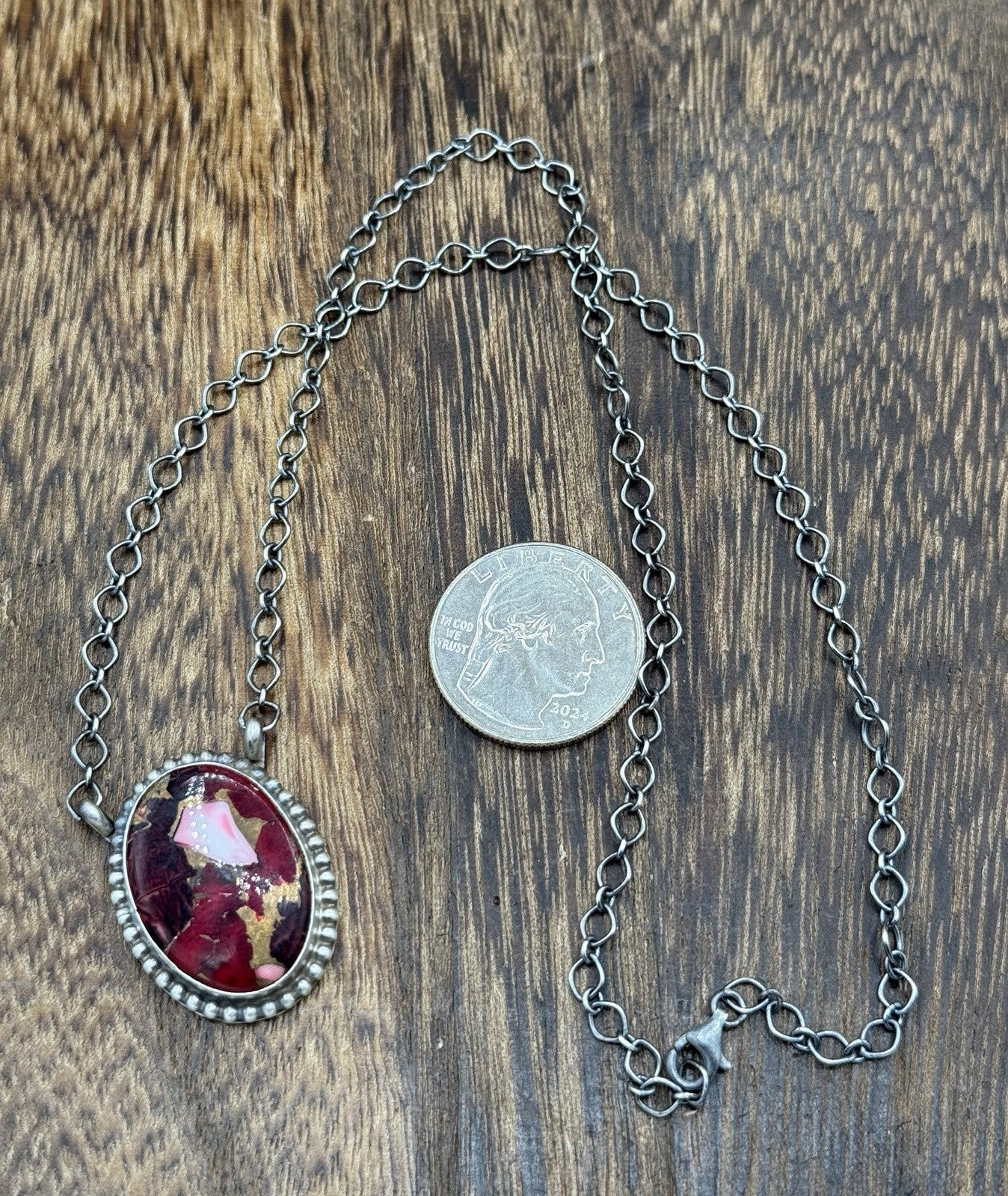 Native American Navajo Handmade Sterling Silver Dahlia Rose Bar Necklace 18”