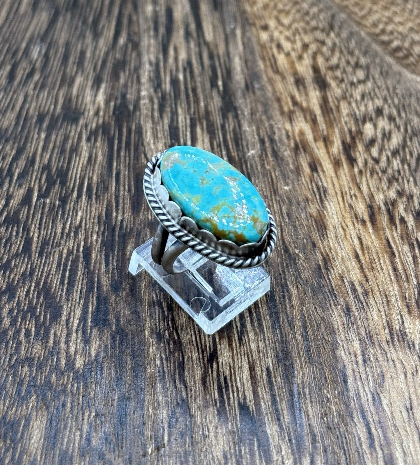 Native American Navajo Handmade Sterling Silver Royston Turquoise Ring Size 7