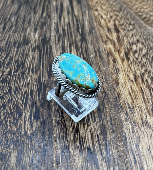 Native American Navajo Handmade Sterling Silver Royston Turquoise Ring Size 7