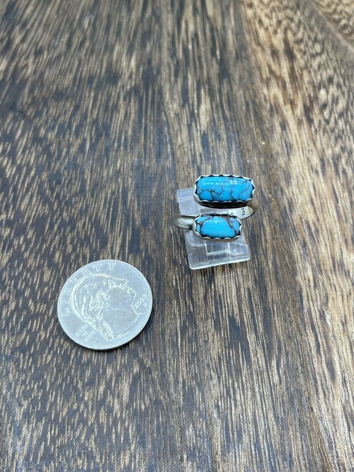 Native American Navajo Handmade Sterling Silver Turquoise Adjustable Ring 6 To 8