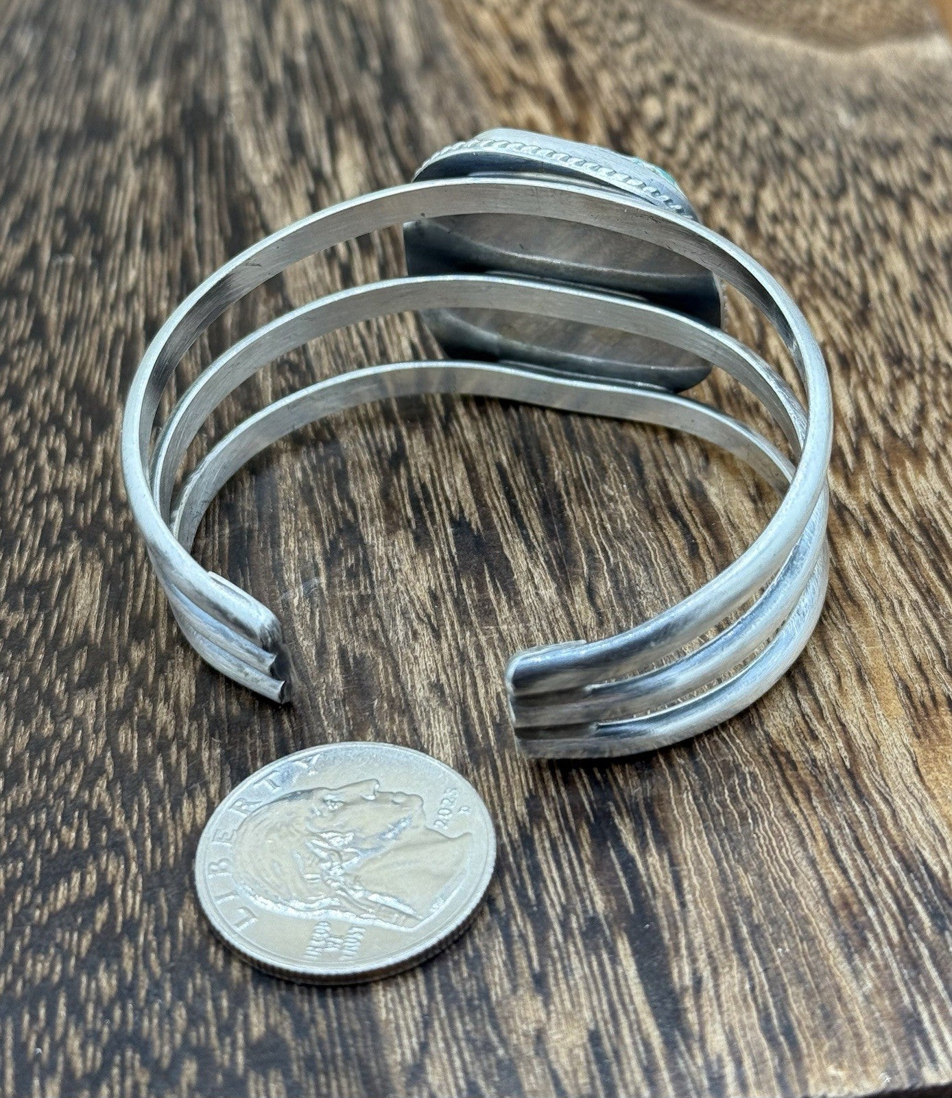 Native American Navajo Handmade Sterling Silver Royston Turquoise Cuff Bracelet