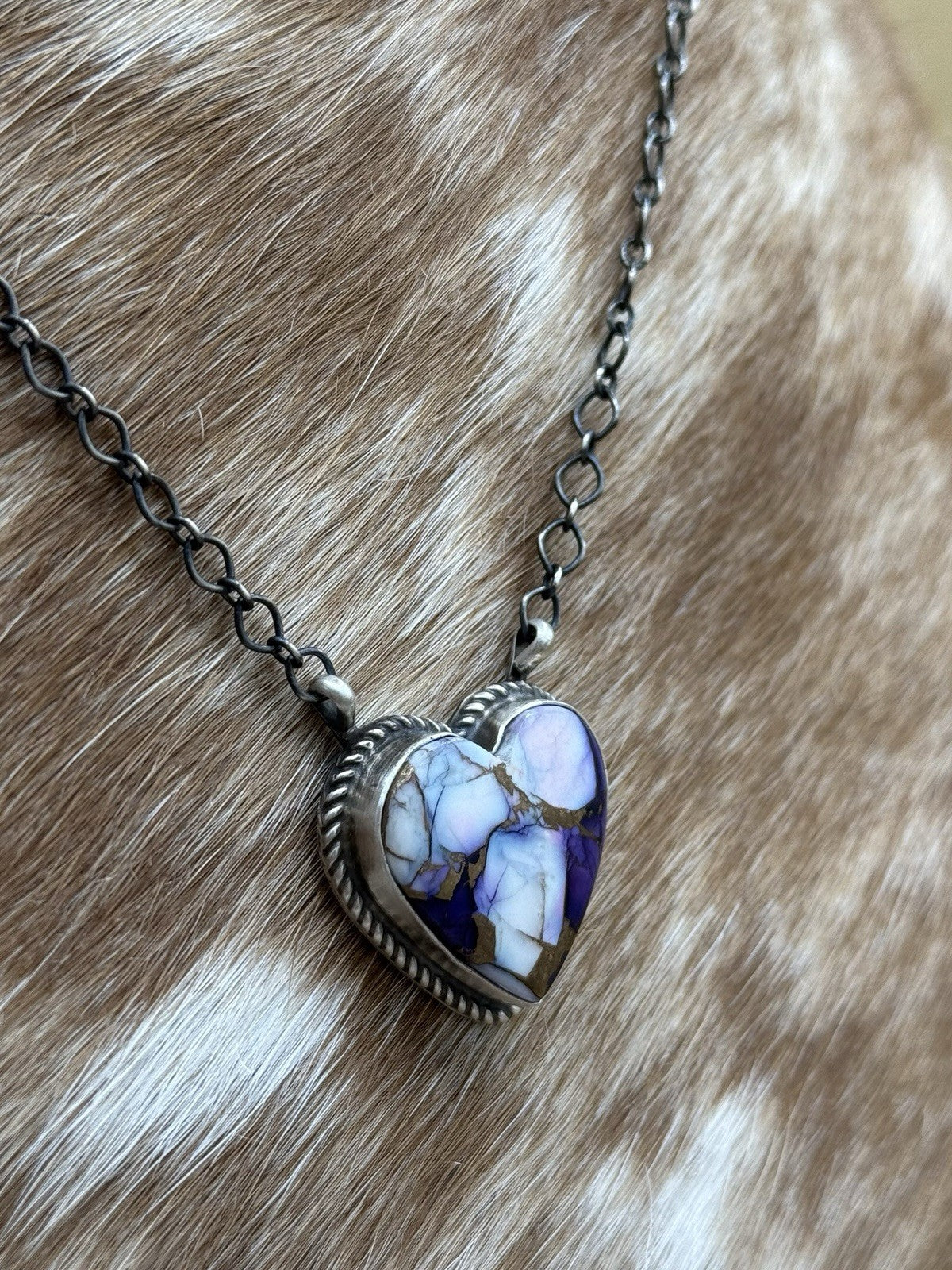 Navajo Handmade Sterling Silver Violet Rose Bar Necklace 18” By Tricia Smith
