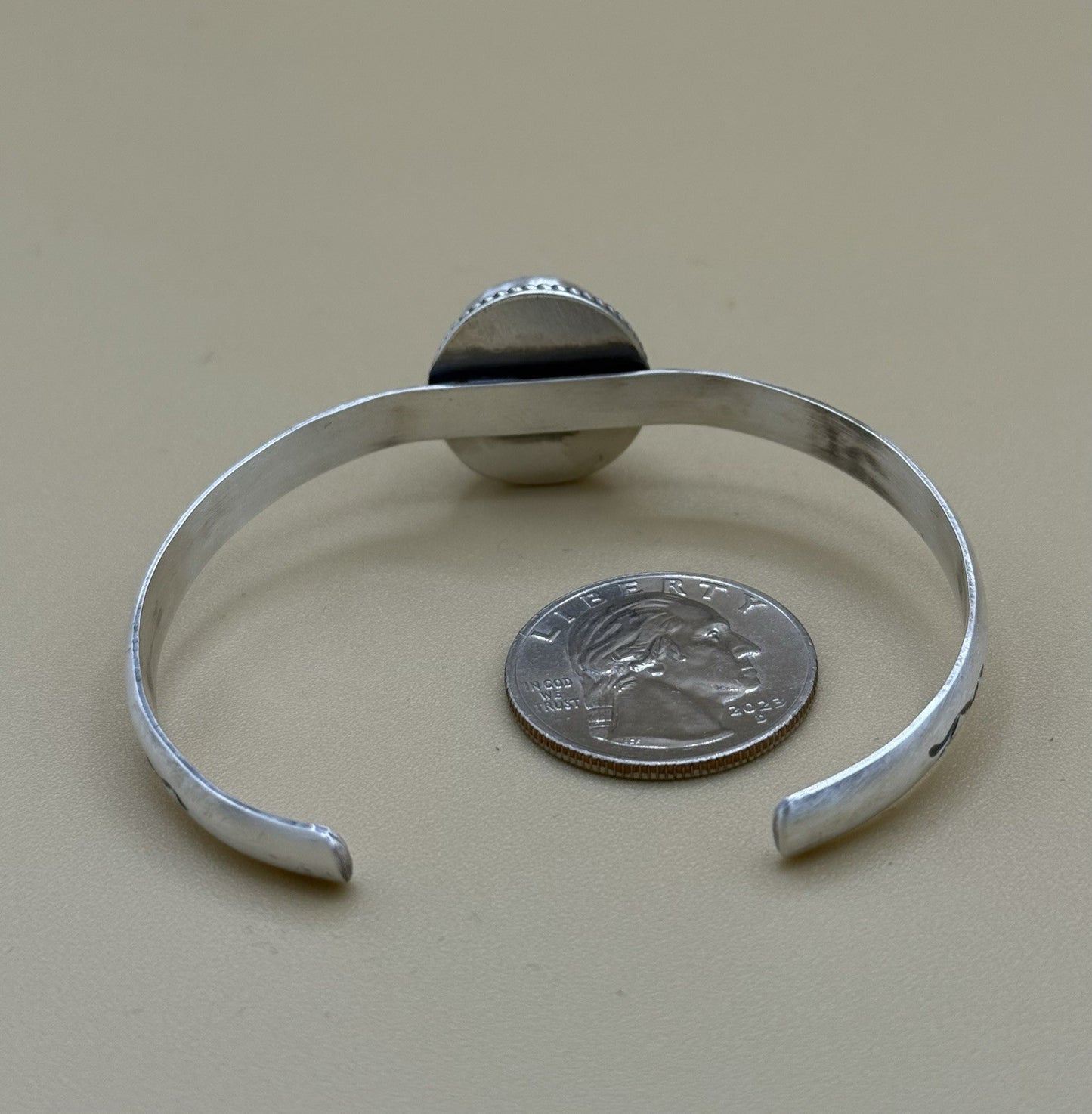 Navajo Handmade Sterling Silver Golden Hills Turquoise Stacker Cuff Bracelet