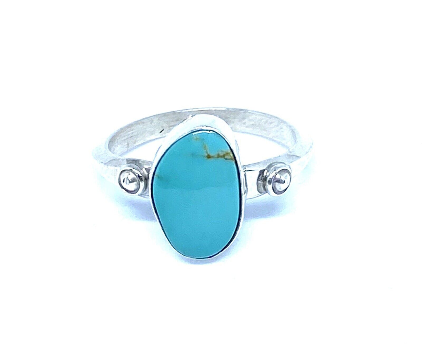 Native American Sterling Silver Navajo Handmade Natural Turquoise Ring Size 9