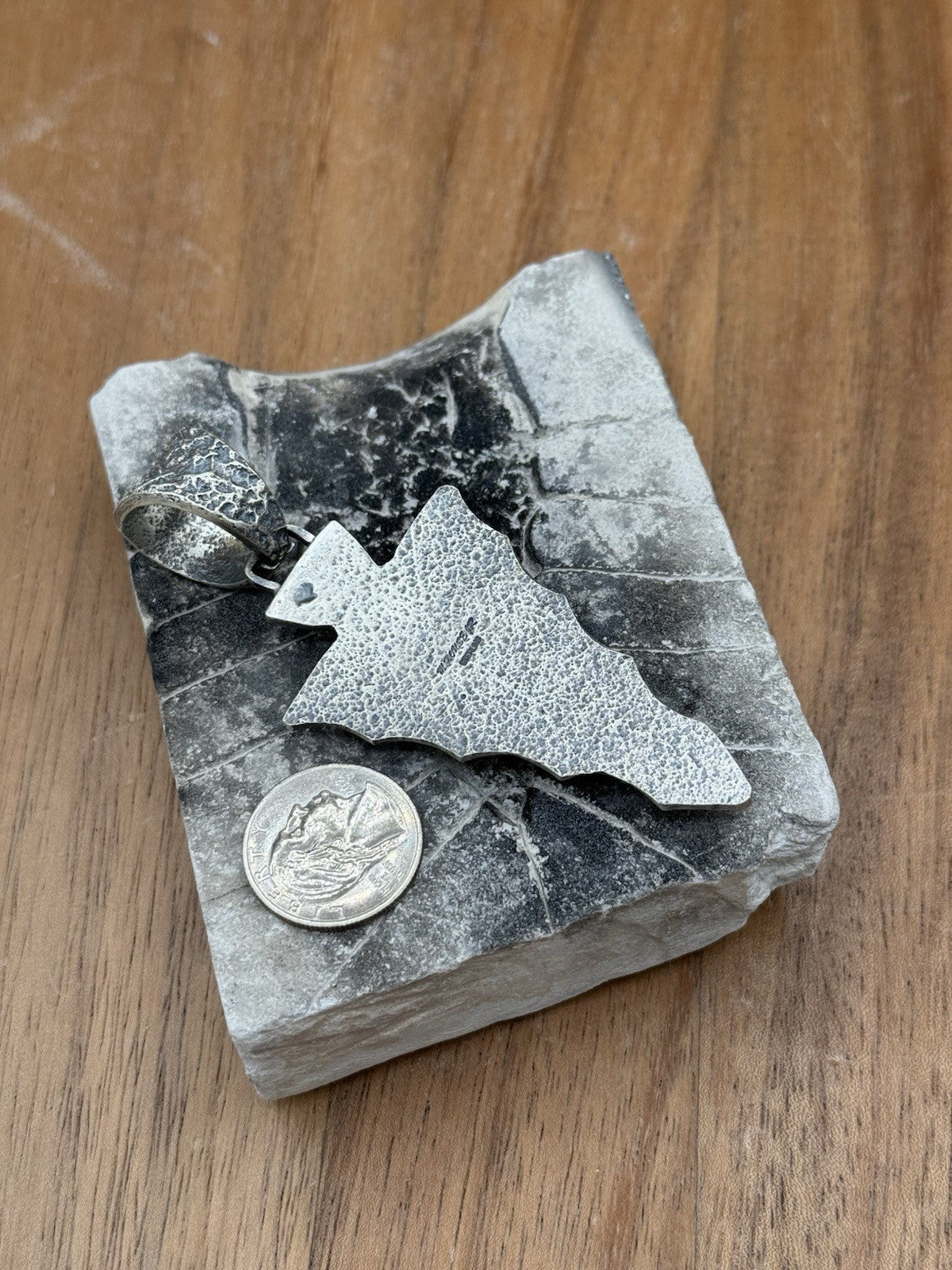 Navajo Silver Blue Ridge Turquoise Arrowhead Pendant Tufa Cast By Merle House