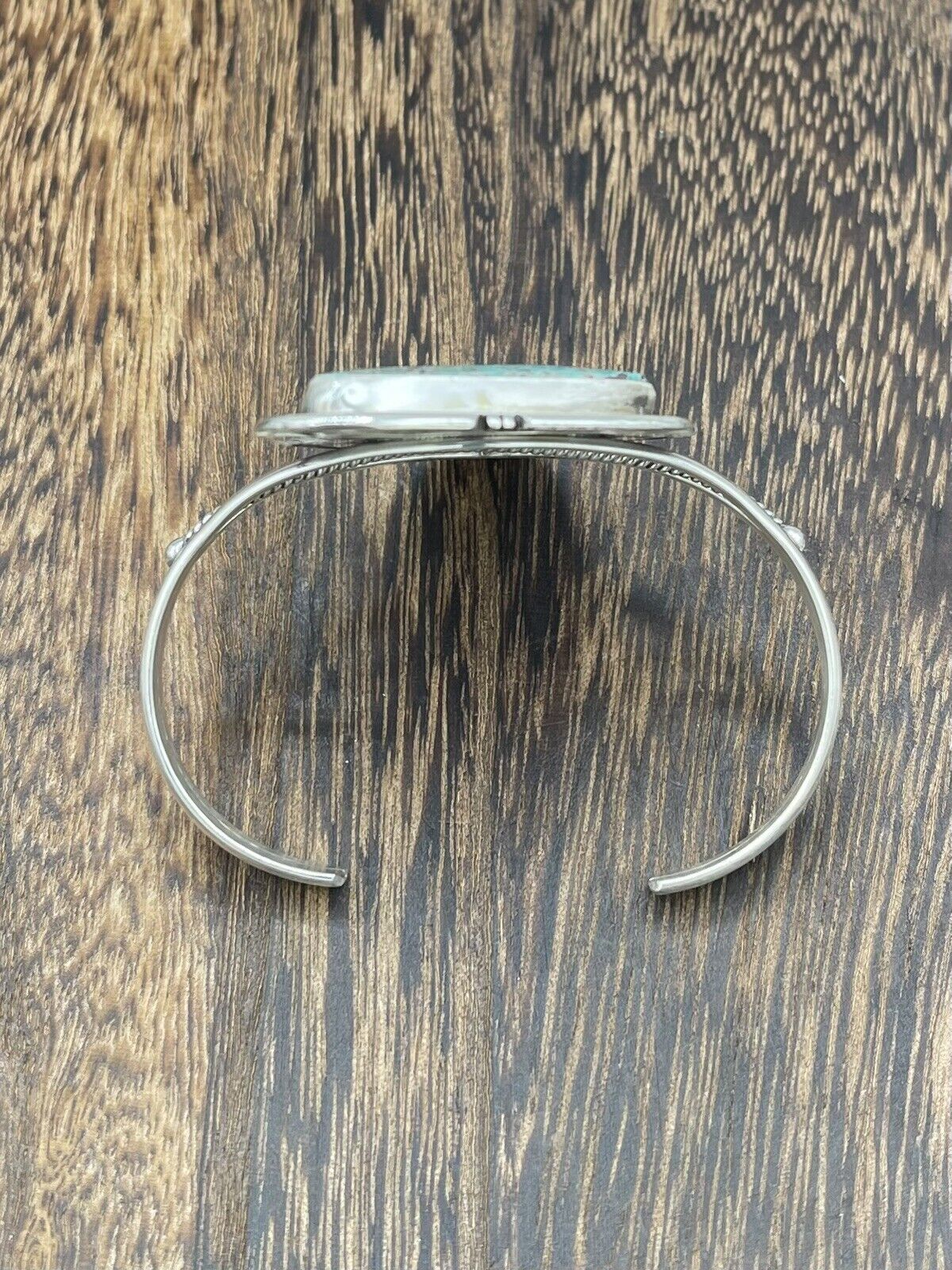 Native American Sterling Silver Navajo Handmade Kingman Turquoise Cuff Bracelet