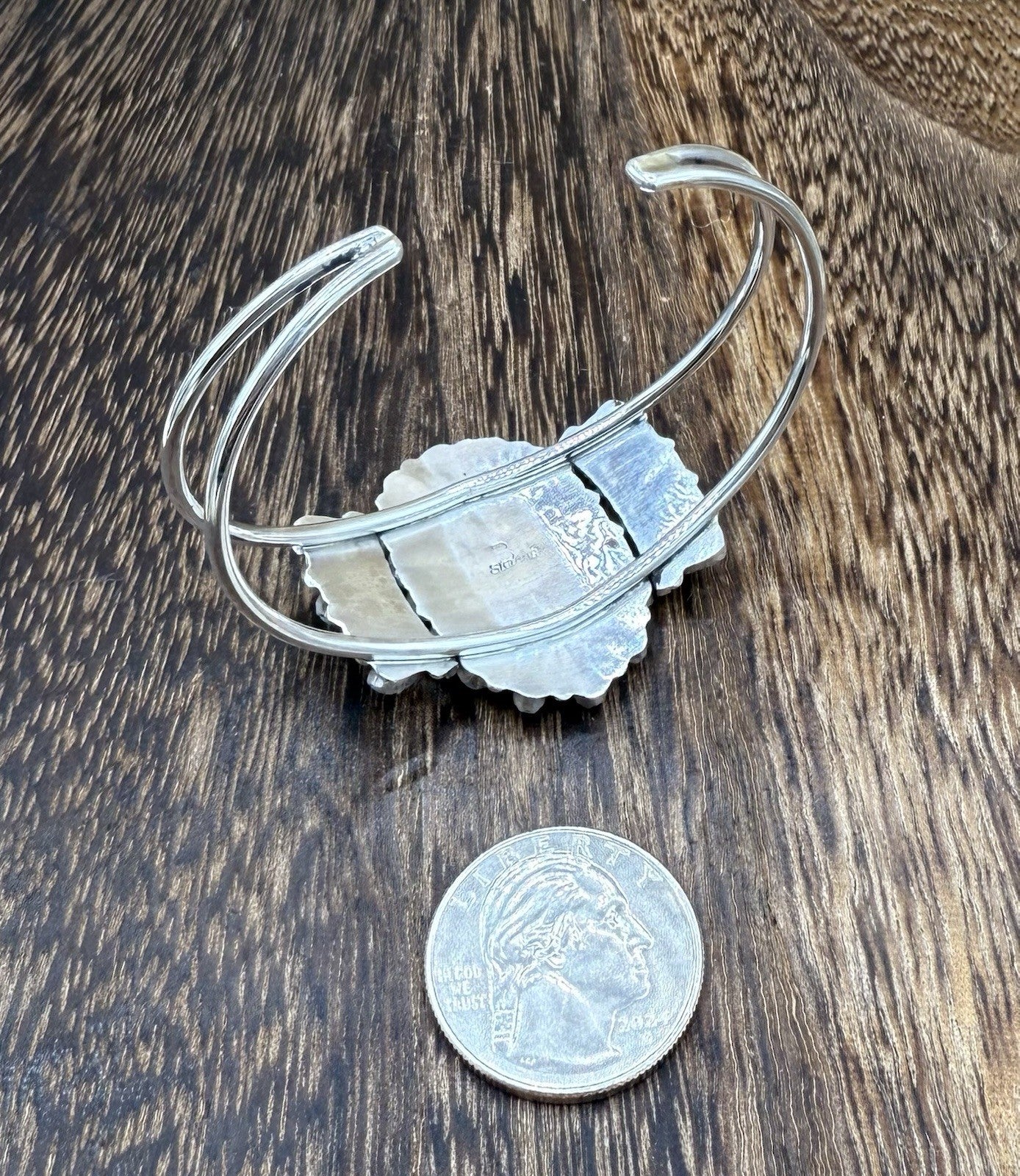 Navajo Handmade Sterling Silver Turquoise Traditional Cluster Cuff Bracelet